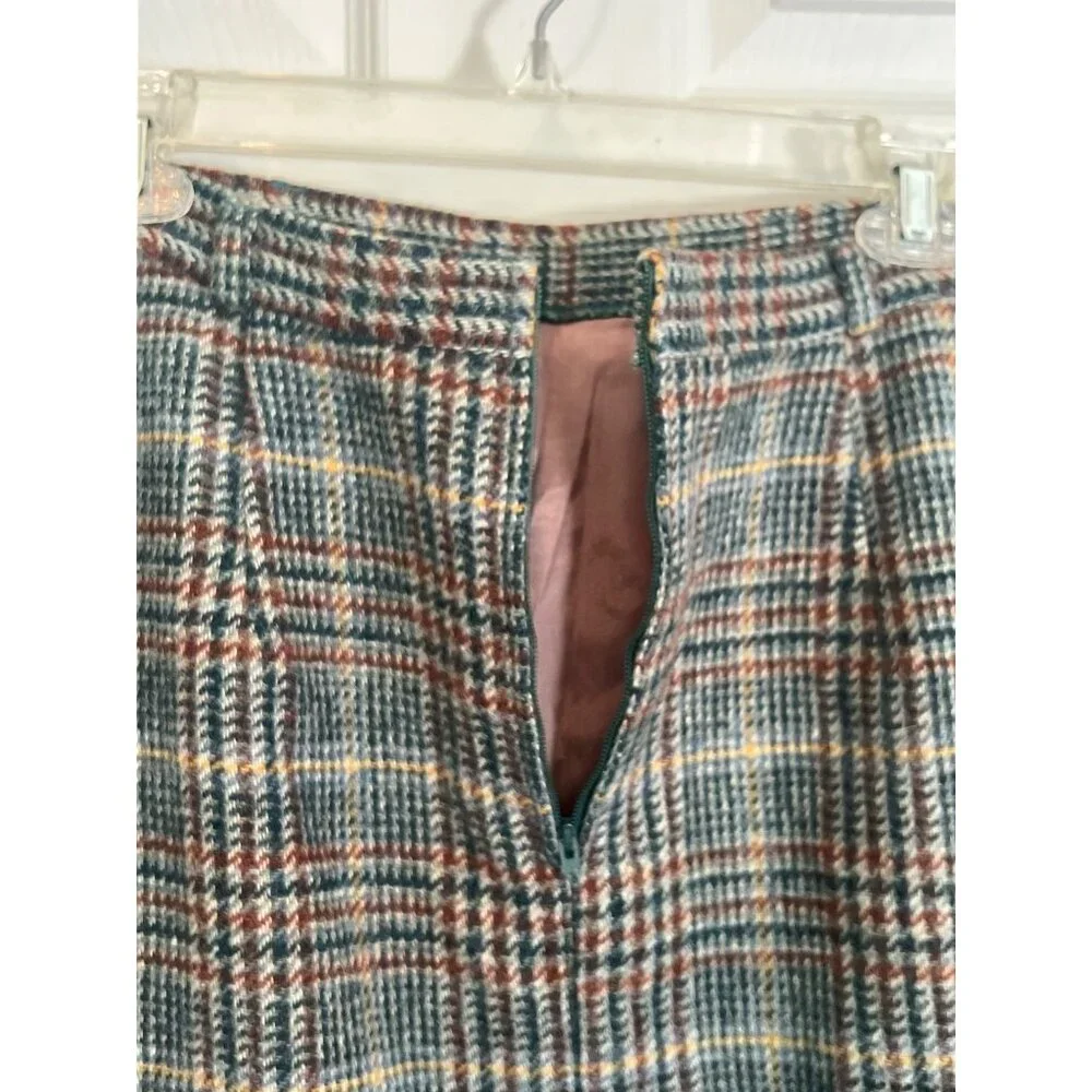 John Mayer Vintage Plaid Wool Knee Length Pencil Skirt 10 Academia Moody Scholar - Picture 5 of 8